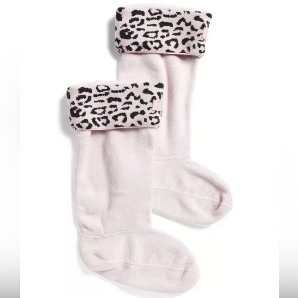 Hunter Black and Pink Leopard Boot Sock